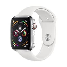 Apple Watch Series 4 (2018) GPS + Cellular 44 mm - Stainless steel Silver - Sport band White