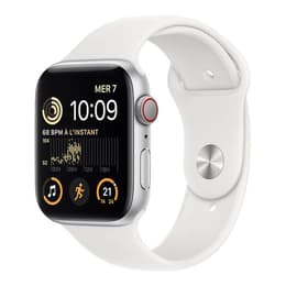 Apple Watch Series SE 2 (2022) GPS + Cellular 44 mm - Aluminium Silver - Sport band White