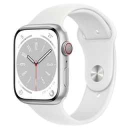 Apple Watch Series 8 (2022) GPS + Cellular 45 mm - Aluminium Silver - Sport band White